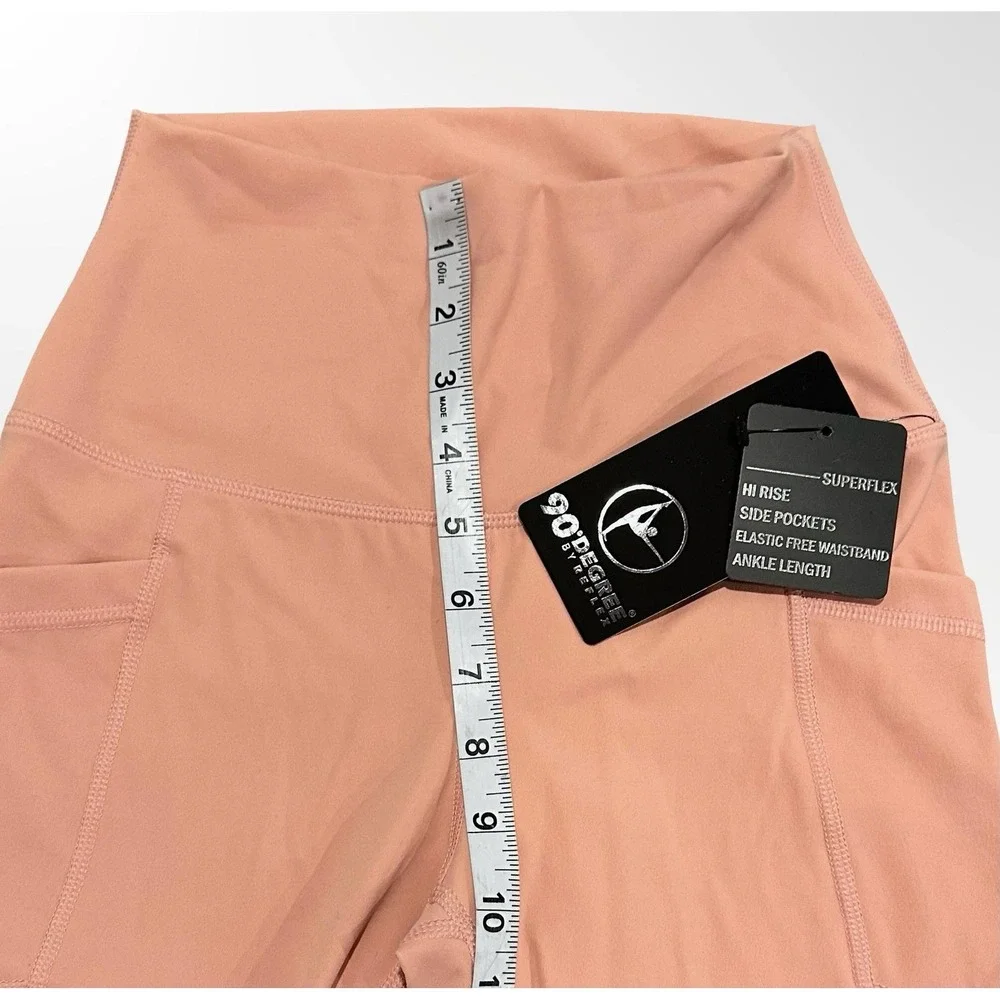 90 Degree By Reflex Leggings Womens Small Rosette Pink Hi Rise Superflex Pockets